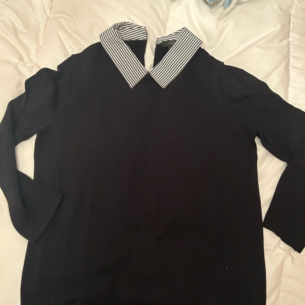 JCREW collared sweater 100% merino wool, black, perfect worn condition, size S